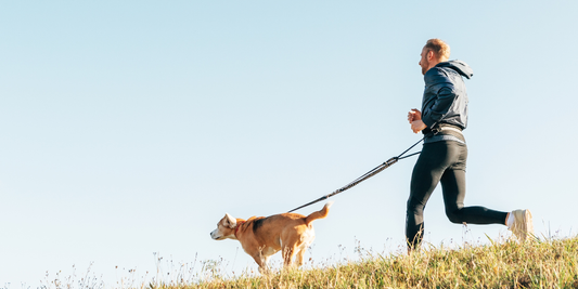 running with his dog outdoors