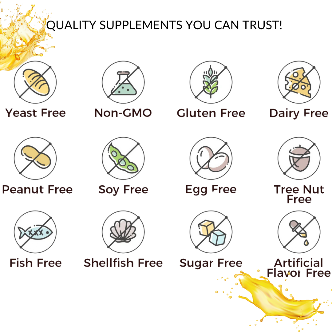 List of dietary freedom icons with corresponding text on a white background
