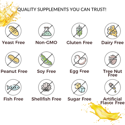 List of dietary freedom icons with corresponding text on a white background