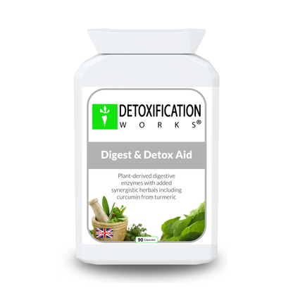 Detoxification Works Digest & Detox Aid supplement bottle on a white background