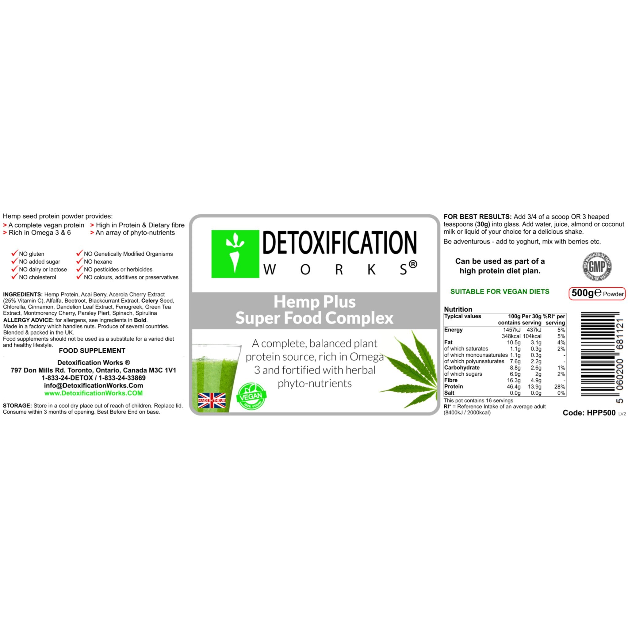 Hemp Plus Super Foods Complex - Detox Works ®