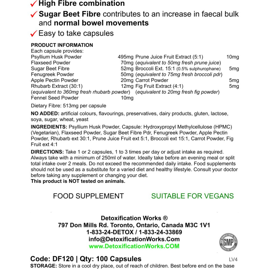 High Fiber Complex (100 Capsules) - Detox Works ®