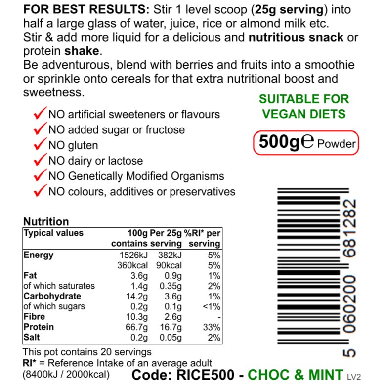 Rice Protein Power (Chocolate Mint Natural Flavor) - Detox Works ®