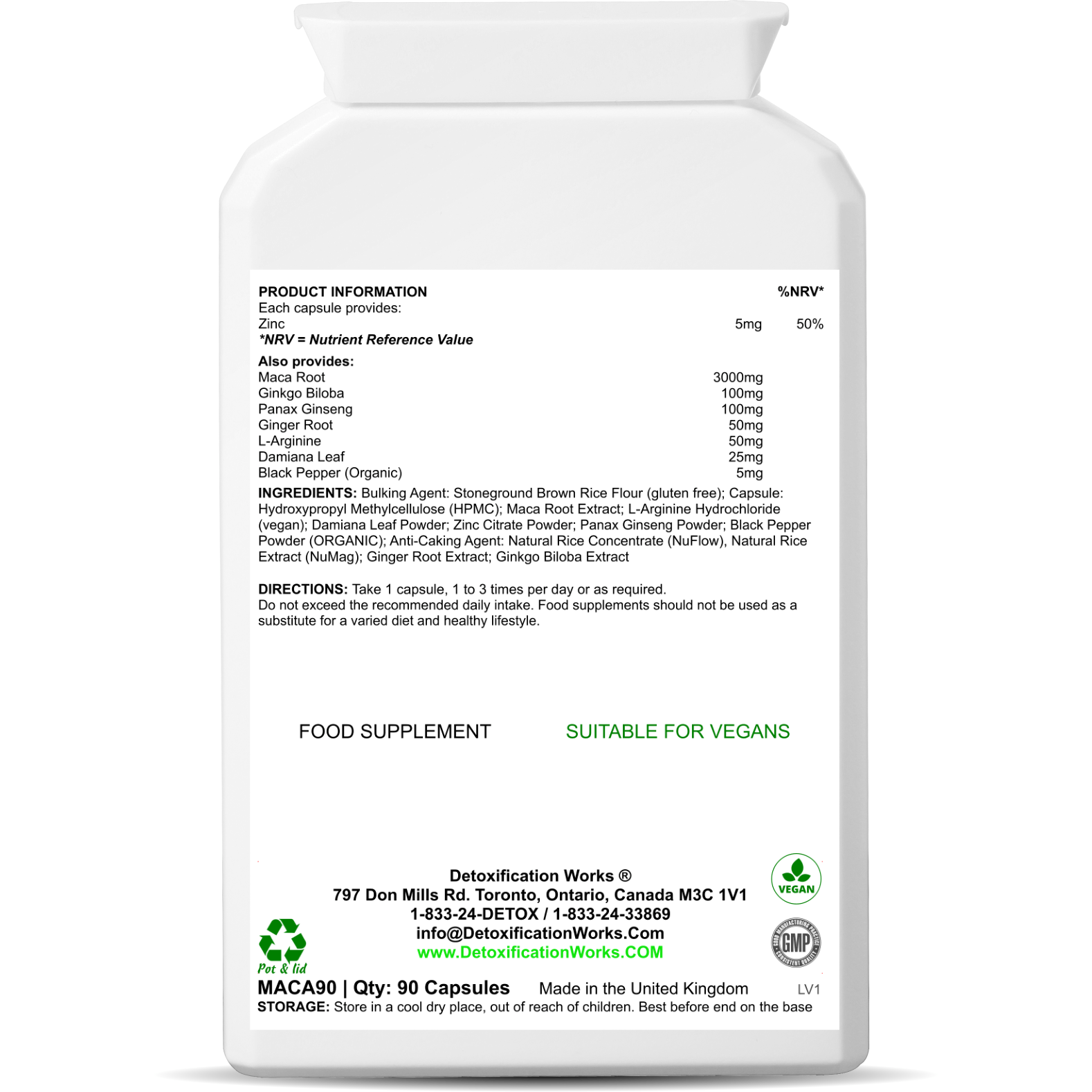 Ultimate Maca Plus (90 Capsules) - Detox Works ®